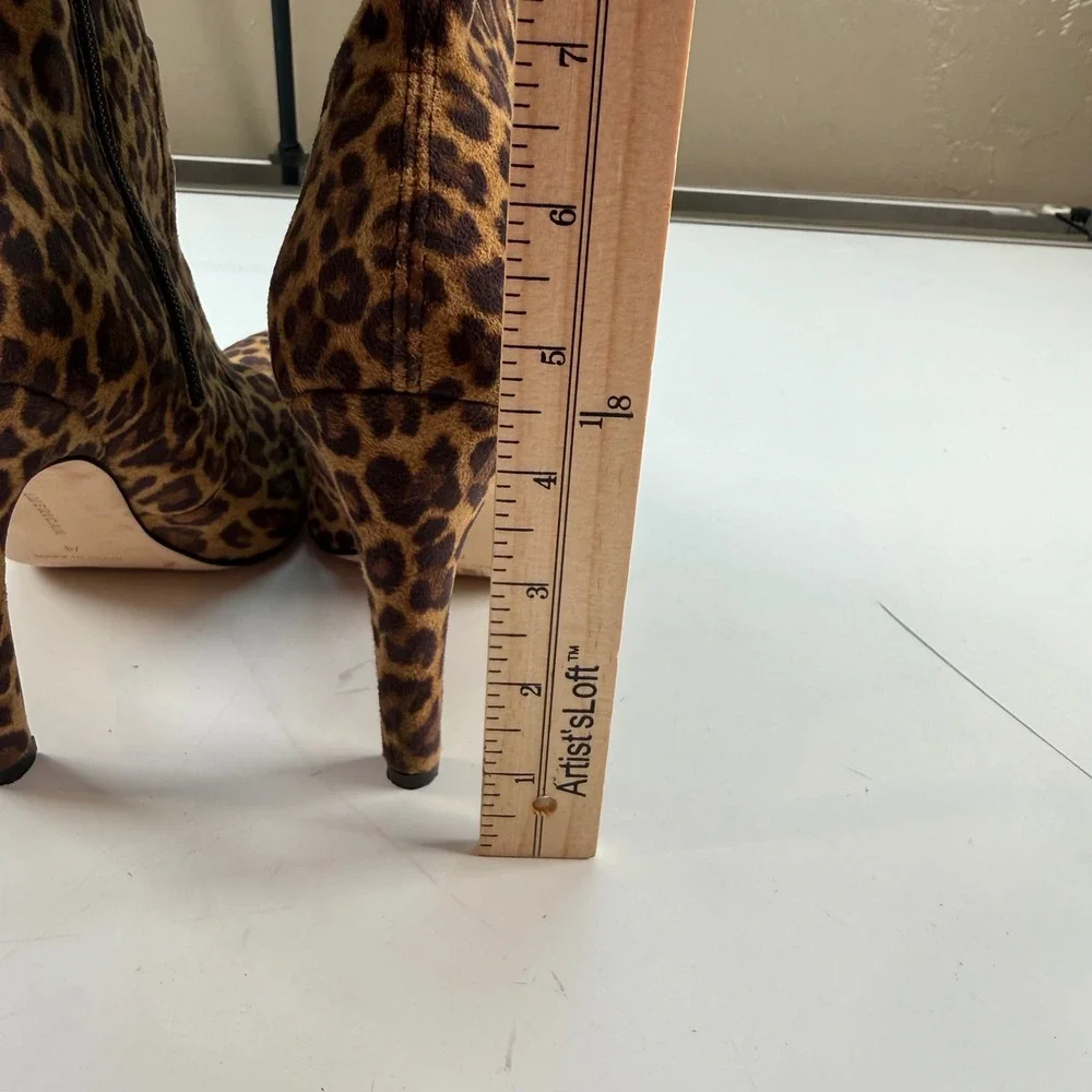 Good American Leopard Print Stiletto Ankle Boots Size 9 High Heel Animal‎ Print